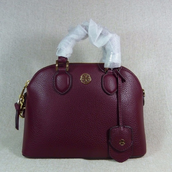 Tory Burch Deep Berry Leather Mini Robinson Dome MINI Satchel